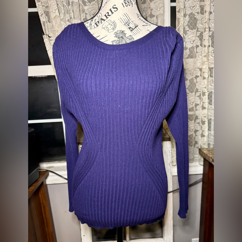 Lane Bryant Ribbed purple/blue slimming sweater